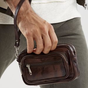 Wholesale Brown shaded sachet men's leather