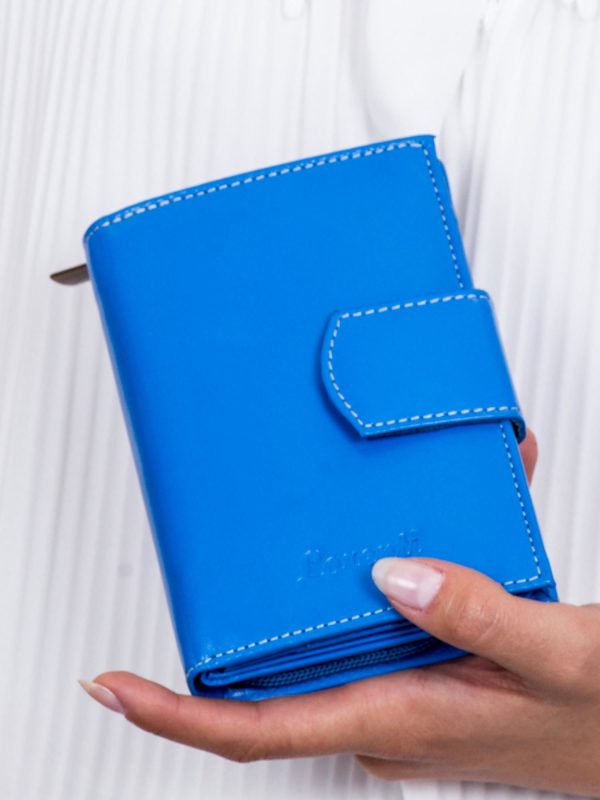 Wholesale Blue Ladies Leather Flip Wallet