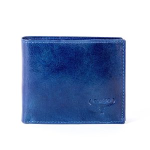 Wholesale Genuine leather wallet navy blue with embossing