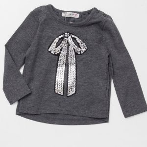 Wholesale Dark grey blouse for girl with sequin applique