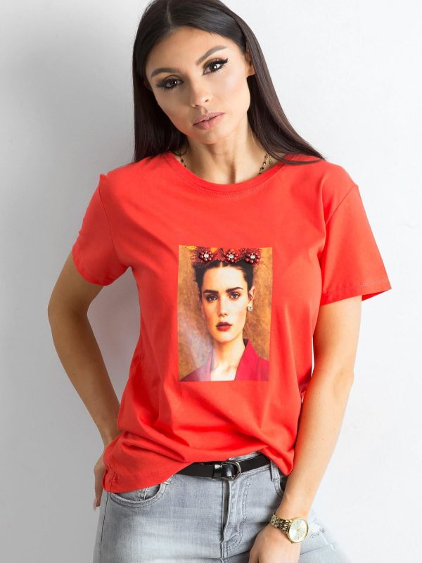 Wholesale Red T-shirt with print