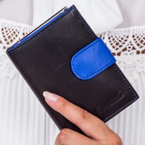 Wholesale Black women's wallet with blue flip