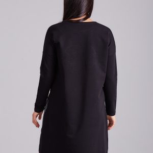 Wholesale Black sweatshirt dress with rhinestones