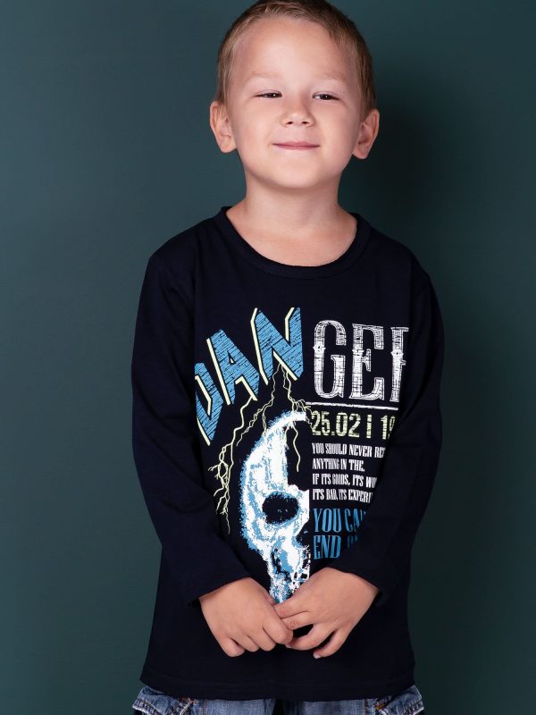 Wholesale Navy blue blouse for boy with print