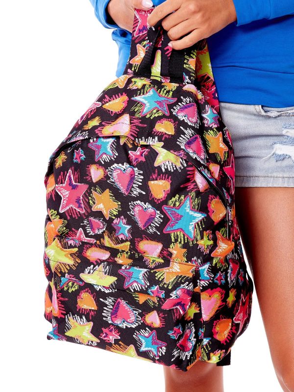 Wholesale Black backpack with colorful stars