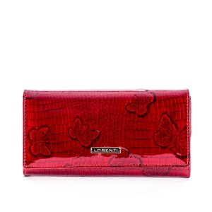 Wholesale Red Patent Leather Wallet with Butterfly Motif