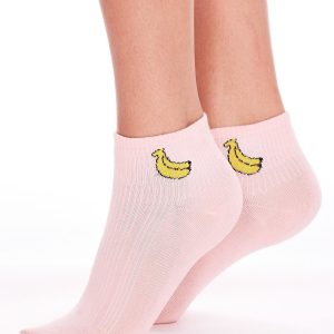 Wholesale FULLOFF Pink socks with bananas