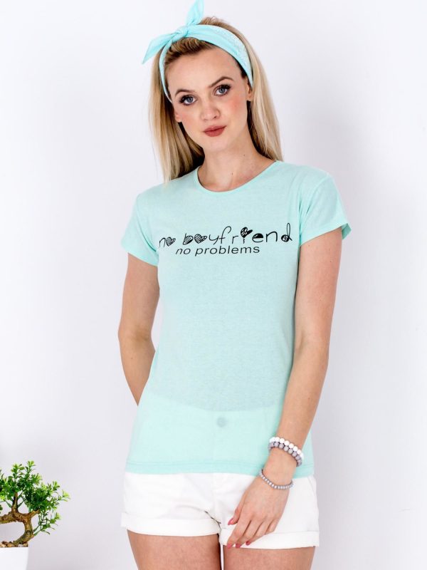 Wholesale Mint T-shirt NO BOYFRIEND NO PROBLEMS