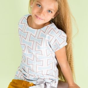 Wholesale Blue Patterned Girls' Blouse