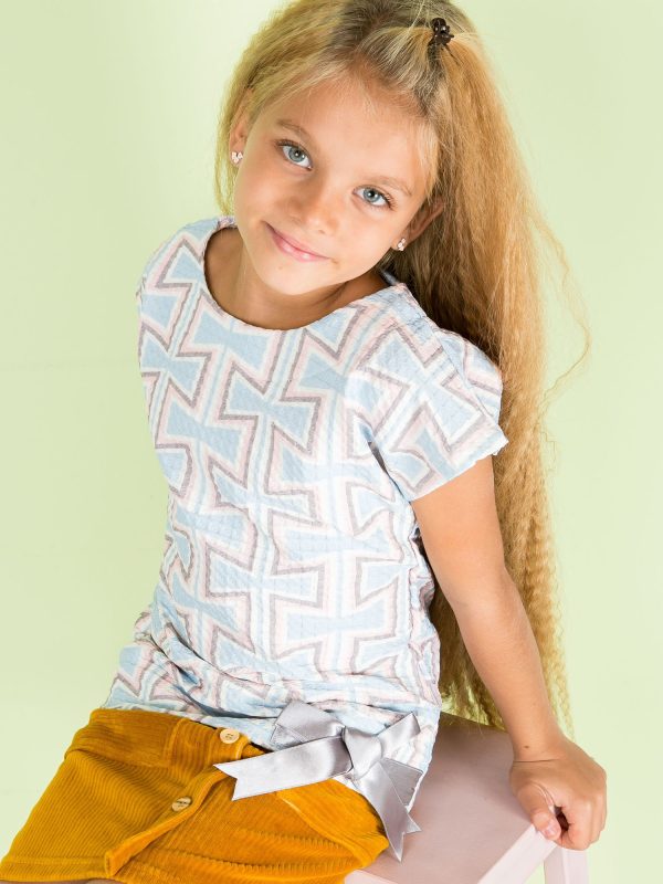 Wholesale Blue Patterned Girls' Blouse