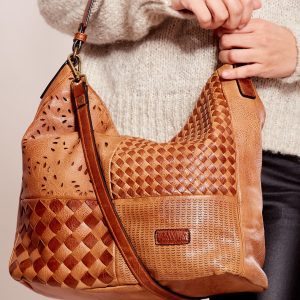 Wholesale Brown bag with braid motif