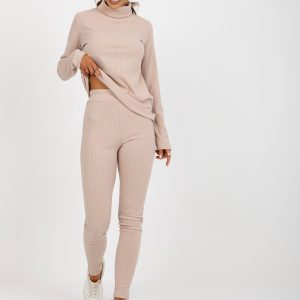 Wholesale Beige leggings for casual from the set in the stripe