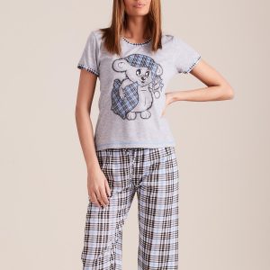 Wholesale Grey Blue Checkered Pyjamas