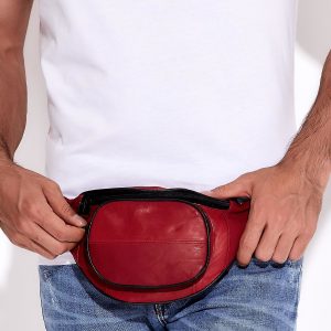 Wholesale Burgundy leather kidney with oval pocket