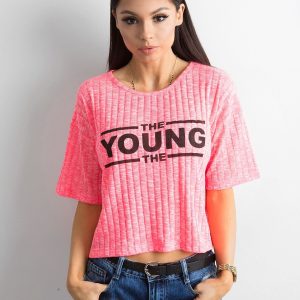 Wholesale Fluo pink striped T-shirt