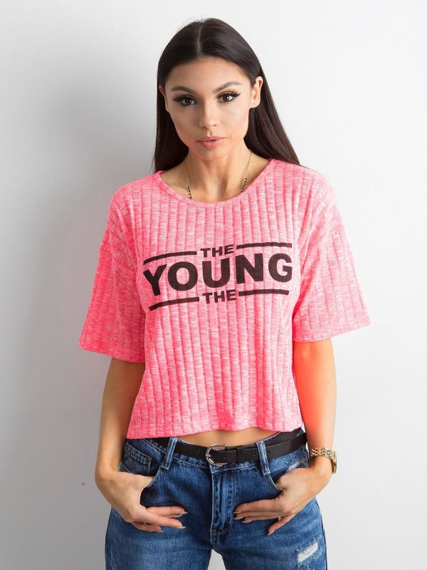 Wholesale Fluo pink striped T-shirt