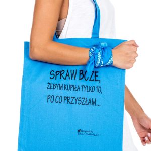 Wholesale Blue fabric bag with inscription