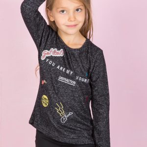 Wholesale Black blouse for girl with stripes