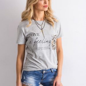 Wholesale Grey t-shirt with pocket