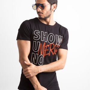 Wholesale Men's black T-shirt with inscriptions