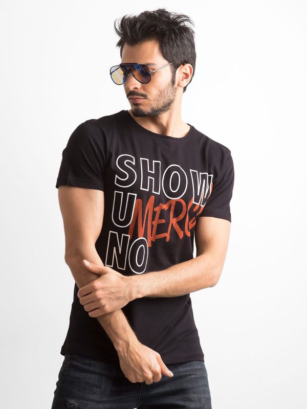 Wholesale Men's black T-shirt with inscriptions