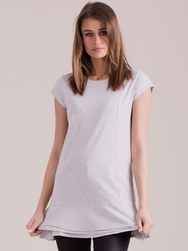 Wholesale Light gray tunic with layered ruffles