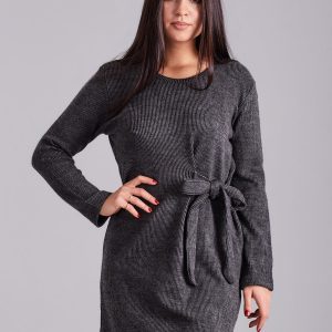 Wholesale Dark Grey Striped Dress with Binding