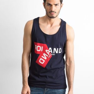 Wholesale Navy blue print men's tank top