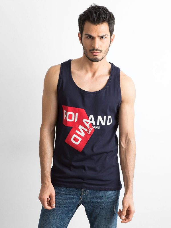 Wholesale Navy blue print men's tank top