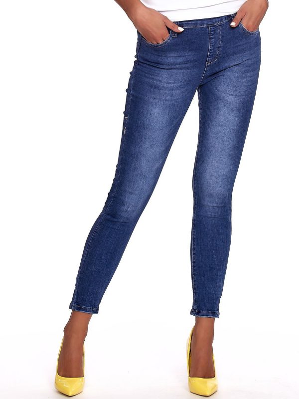 Wholesale Blue women's slim fit jeans with zipper back