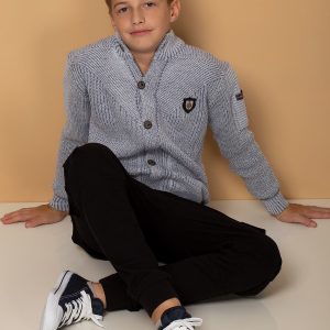 Wholesale Light blue sweater for boy with pockets