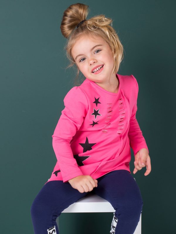 Wholesale Dark pink tunic for a girl with applique