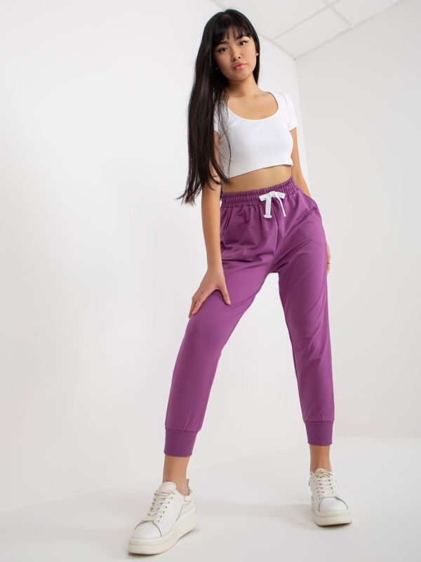 Wholesale Purple basic sweatpants with pockets