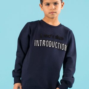 Wholesale Navy blue padded sweatshirt for children with inscription