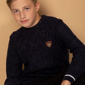 Wholesale Navy blue sweater for boy with braid weaves