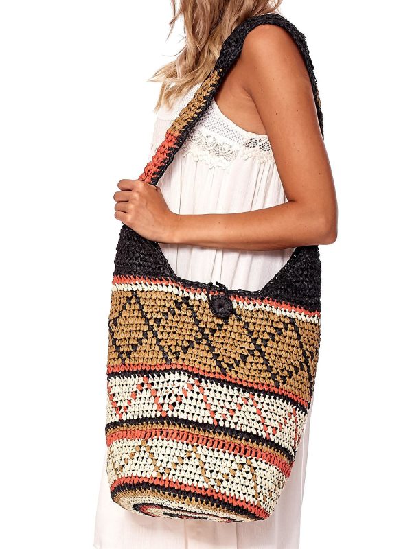 Wholesale Brown Ethnic Pattern Braided Bag