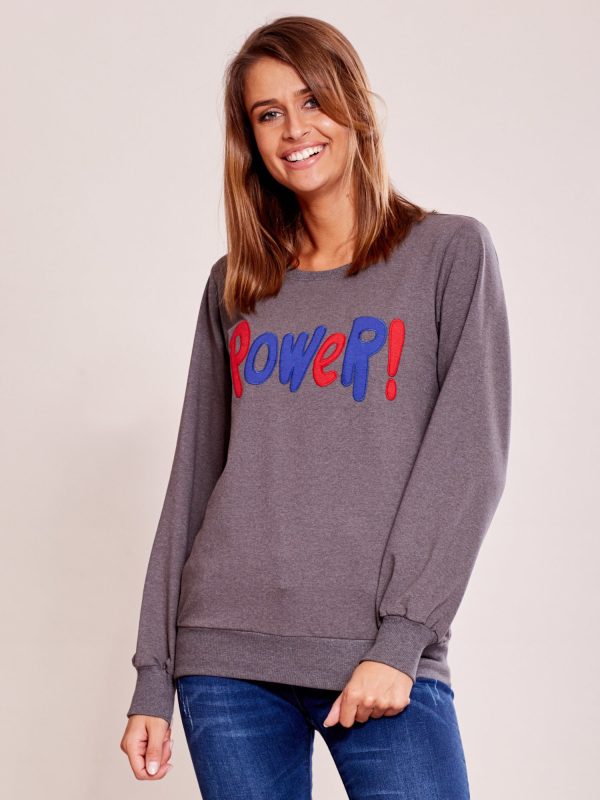 Wholesale Dark grey lightweight sweatshirt with power