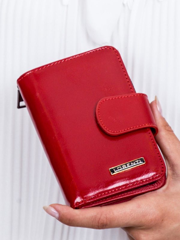 Wholesale Women's Red Leather Wallet with Flip