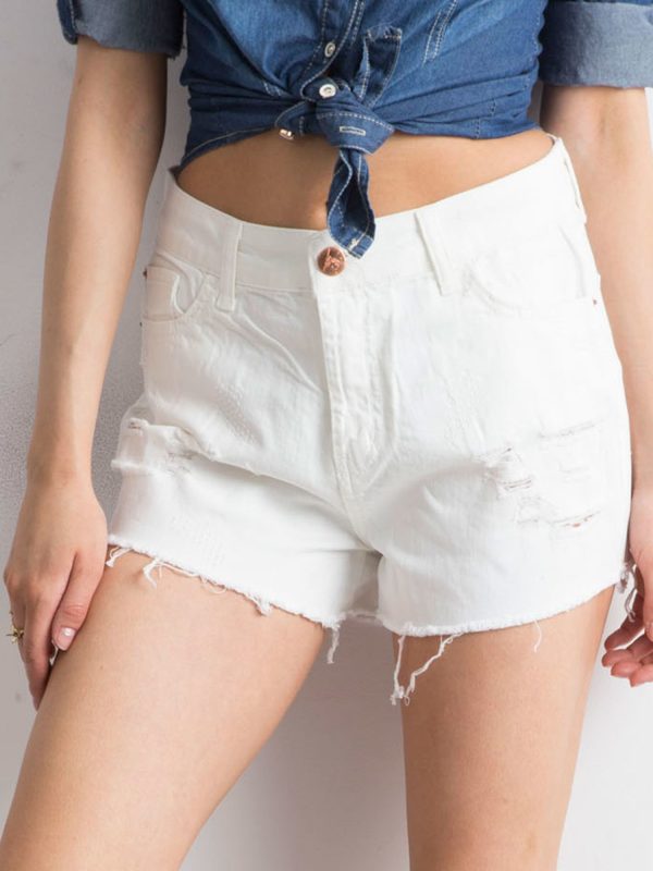 Wholesale White shorts with rips