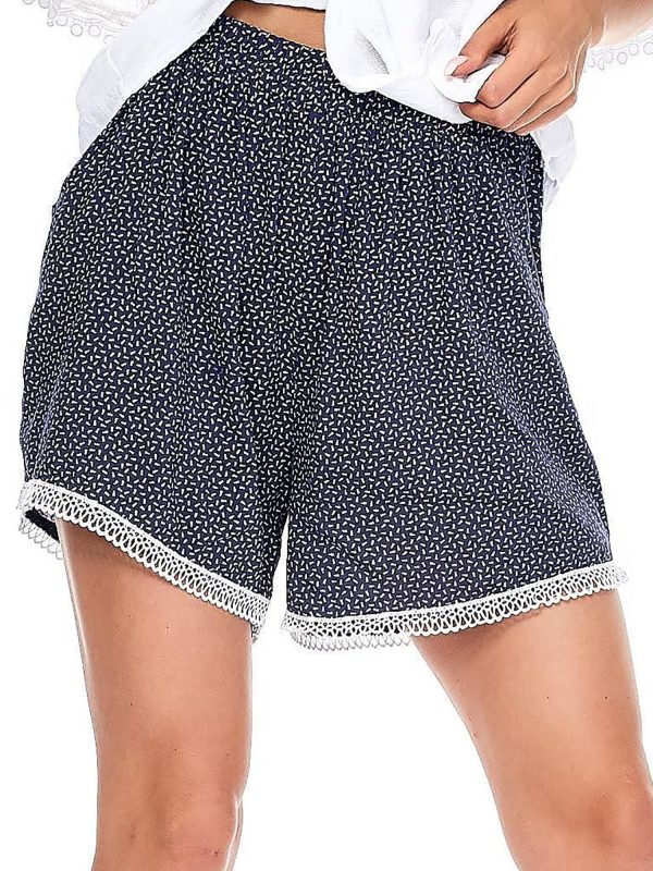 Wholesale Dark blue shorts in fine geometric patterns