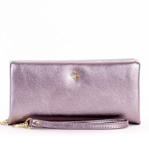 Wholesale Silver oblong zipper wallet with decorative pendants