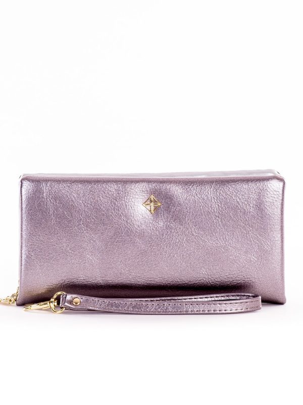 Wholesale Silver oblong zipper wallet with decorative pendants