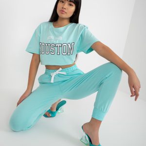 Wholesale Mint sweatpants basic with binding