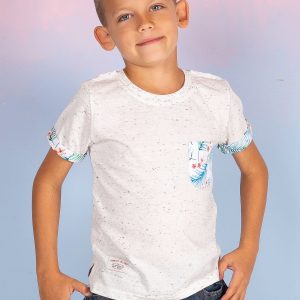 Wholesale Ecru t-shirt for a child with exotic motifs