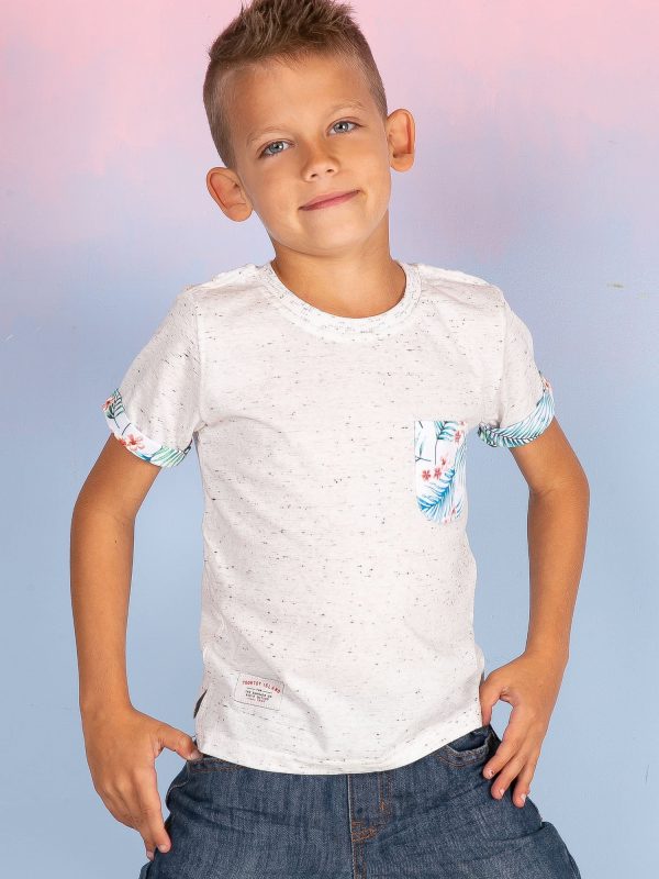 Wholesale Ecru t-shirt for a child with exotic motifs