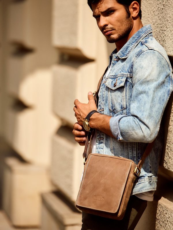 Wholesale Leather Men's Shoulder Bag Brown