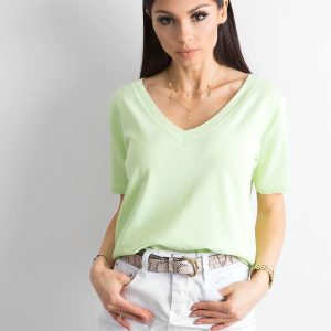 Wholesale Light green V-neck blouse