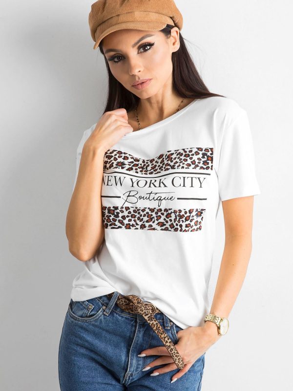 Wholesale T-shirt with animal motif white