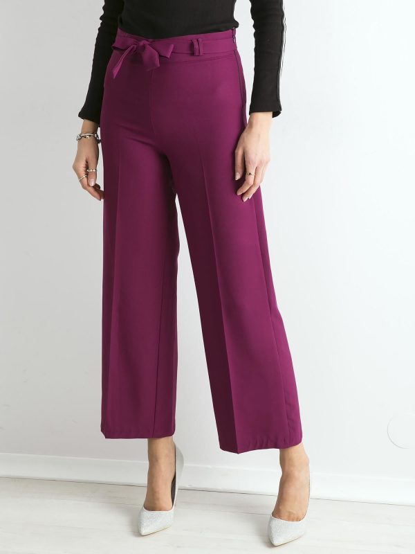 Wholesale Purple wide pants with binding