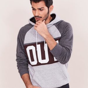 Wholesale Grey hooded sweatshirt for men